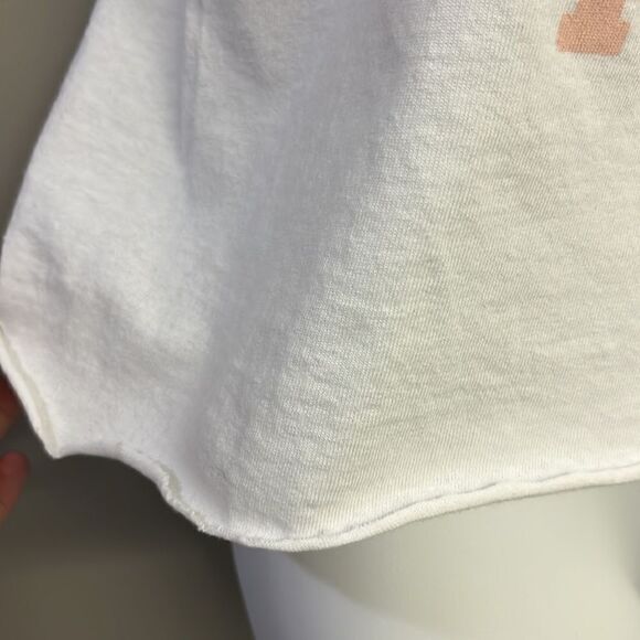 Playboy Bunny Distressed Cut Cropped Cotton Crewneck White T-Shirt- Large - Picture 7 of 10
